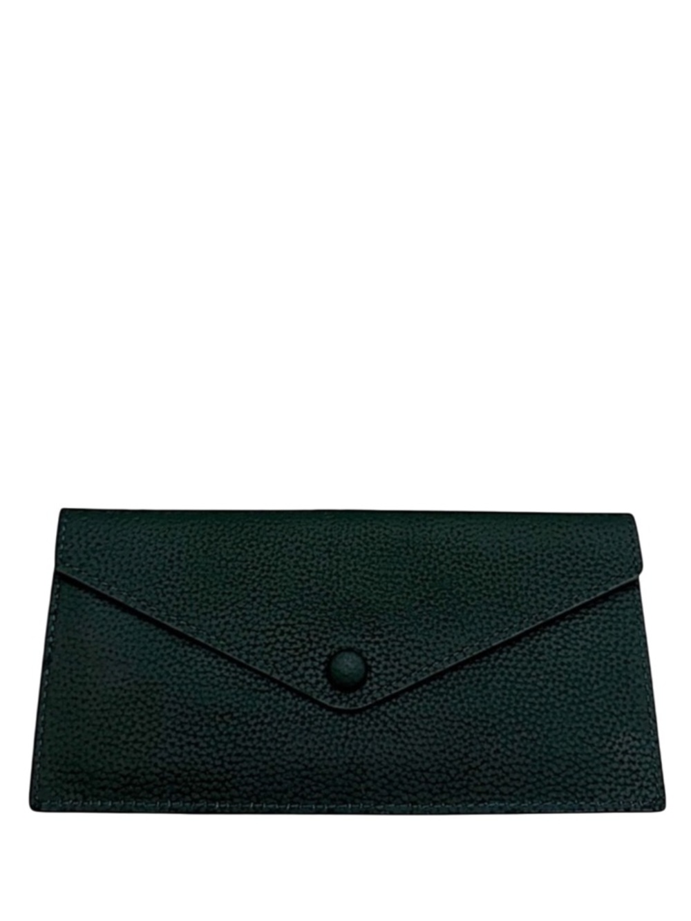 UNBRANDED - GREEN ALL LEATHER ENVELOPE STYLE LONG BIFOLD SNAP WALLET